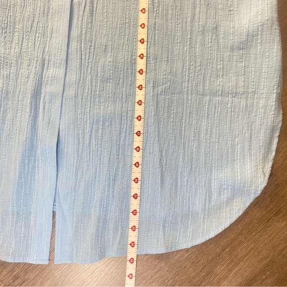 Eloquii Light Blue Button Front Shirt Dress Size 14 Cotton Gauze Midi - Picture 10 of 11
